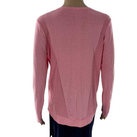 J. McLaughlin Pink V-Neck Long Sleeve Lightweight Cotton Pullover Sweater - Picture 6 of 8